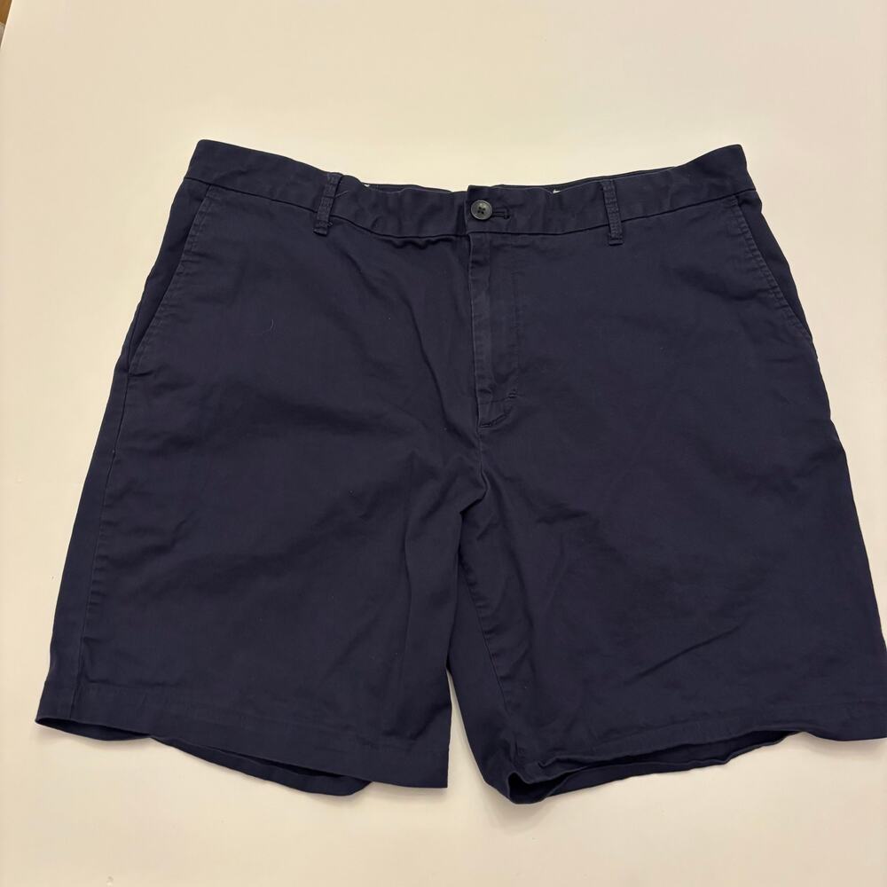 IZOD Mens Chino Shorts Size 38 Navy Blue Stretch Cotton Flat Front Casual